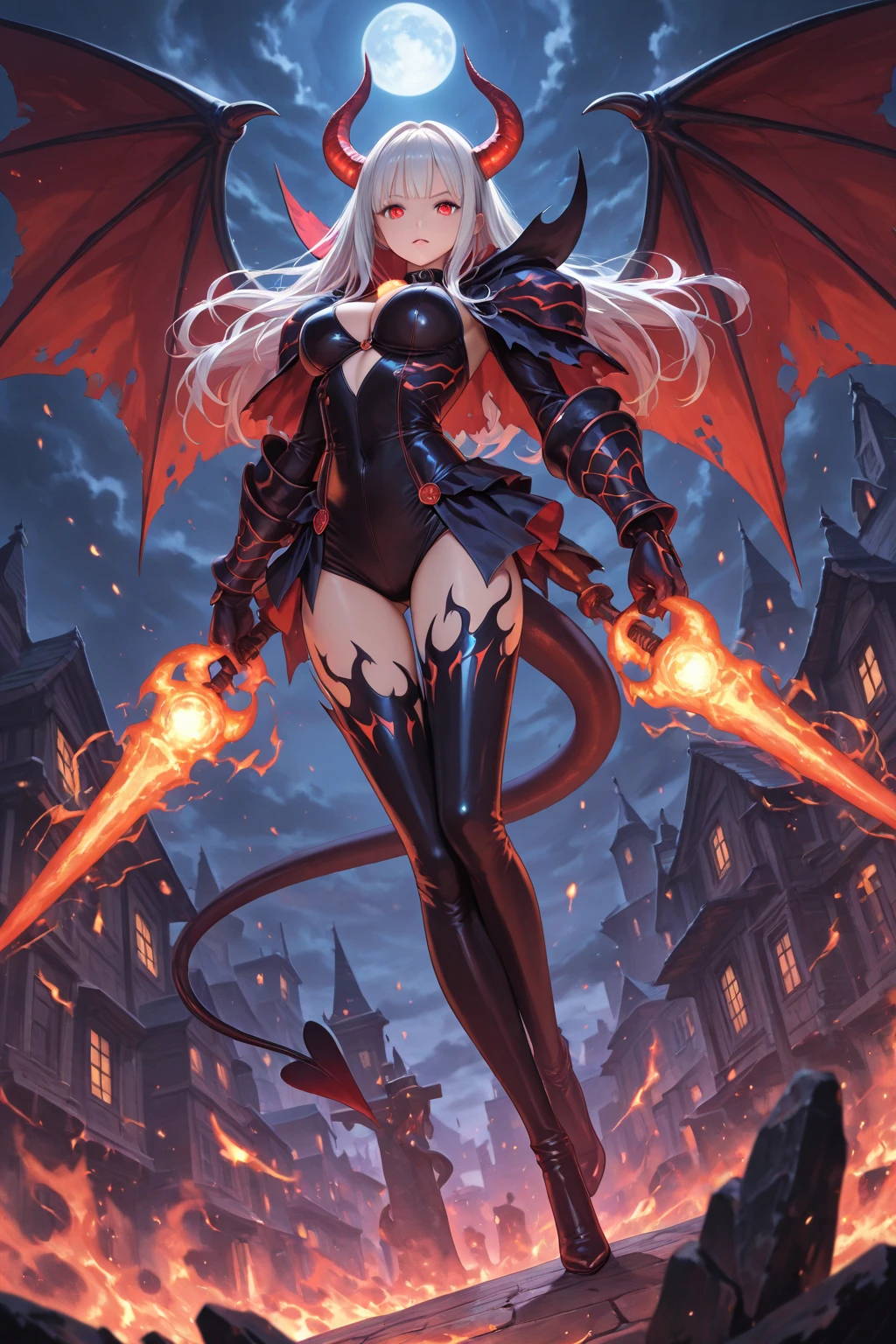 girl, demoness warrior, comprised of Antikythera mechanisms, dark, foreboding, dynamic action, dynamic motion, crouching, evil look, sexy, busty, lowleg armour panties, curvy hips, claws, fangs, wings, busty, demon tail, demonic bone armor, facepaint, bodypaint, red glowing eyes, combat stance, vibrant appearance, creative behavior, imaginative, sensual, spontaneous, highest quality, skin texture, intricate details, (cinematic lighting), RAW photo, 8k, under moonlight, nightmarish, full moon, firestorm, debris