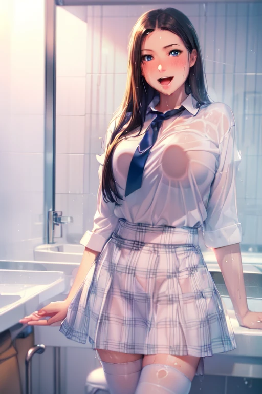 nsfw,((bukkake:1.3,excessive cum:1.3)),((perfect anatomy:1.3,realistic:1.3,RAW Photography:1.3,masterpiece、highest quality、Ultra - High resolution、High resolution、Highly detailed CG、8K)),cowboy shot,1 female,solo,18 year old beauty, Japanese、((beautiful detailed face and eyes:1.2,big gorgeous eyes:1.2,black rimmed glasses:1.2))、black hair,short bob hair,(center parted hair:1.4,forehead),medium breasts,slender body,small head:1.3,skinny,(oily skin,gleaming skin,shiny skin,sweat:1.5),(perfect white panties、Student uniform、sailor suit、short sleeve、Black sailor collar、Red neckerchief,protruding nipples、navel)、(love juice:1.7)、(bare legs,loafer shoes),walk,corridor、aisle、On campus、School、((School students in the background、There are five female students.)),