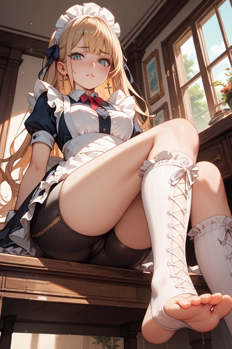 masutepiece、An ultra-high picture quality、Super distinct、8K、perfect anatomia、Very high saturation、(Realistic:1.1)、One Princess、child,teens girl、 Yellow hair, 10 years old, Beautiful, Princess、Innocent, Blue eyes, rococo dress,Inside the palace、Sitting in a plush armchair、(long skirt:1.3)、(I can see panties:1.8)、(Cameltoe:1.4)、Sitting with both knees up、(Thin leg)、ultra definition panties、Cotton panties、(childish figure:1.5)、Thighs open,white panties,Open knees,skinny body、thin-waist、thin pelvis、skinny thigh、