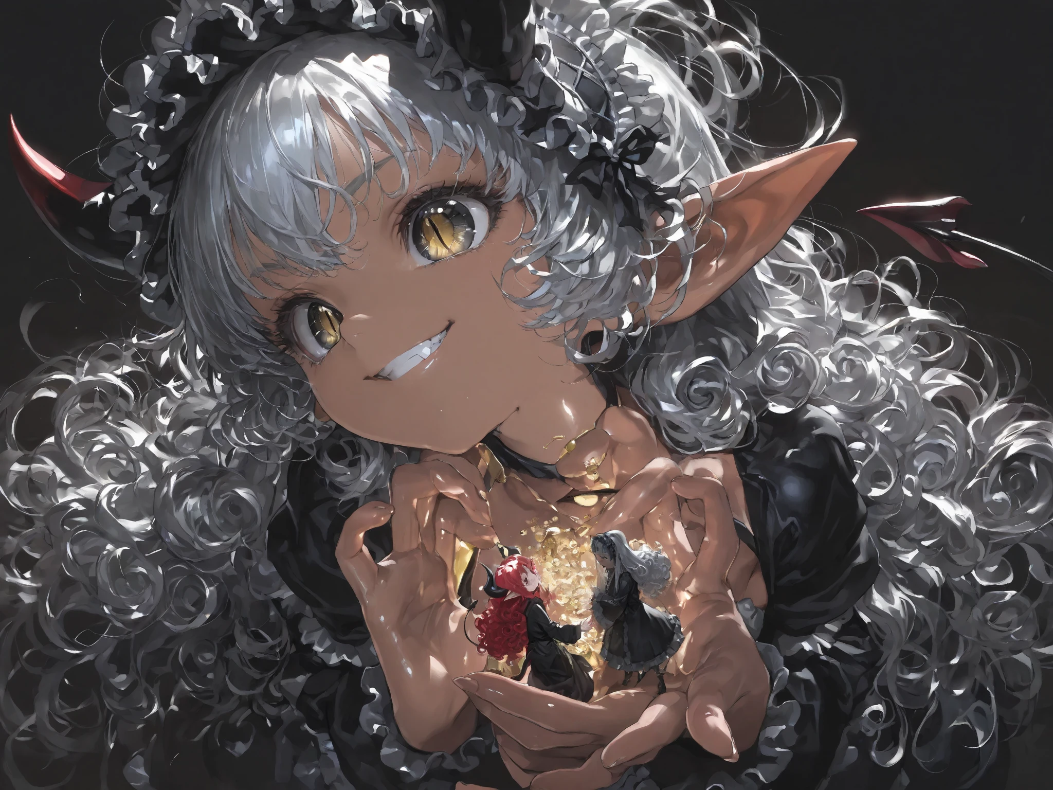 (award winning 8k official art:1.3) of (mad giant zombie (chibi:1.1) gtsgiga, open mouth, monstrous, breaking:1.3), angry, kawaiitech, kawaii, cute colors, ferocious, good fingers, night, extremely detailed background, sweet, front, epic, (masterpiece:1.4), (best quality:1.4), Amazing, beautiful, finely detailed, (Depth of field:1.4), extremely detailed 8k, stunning, (light reflections:0.5), (crisp:1.5), red twin tails, vibrant, (edge detection:1.2), absurdres, impressive, 120mm, clear, powerful