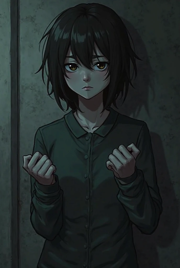 phonk anime girl brazilian horror with chains in background with blur, 8k high quality image