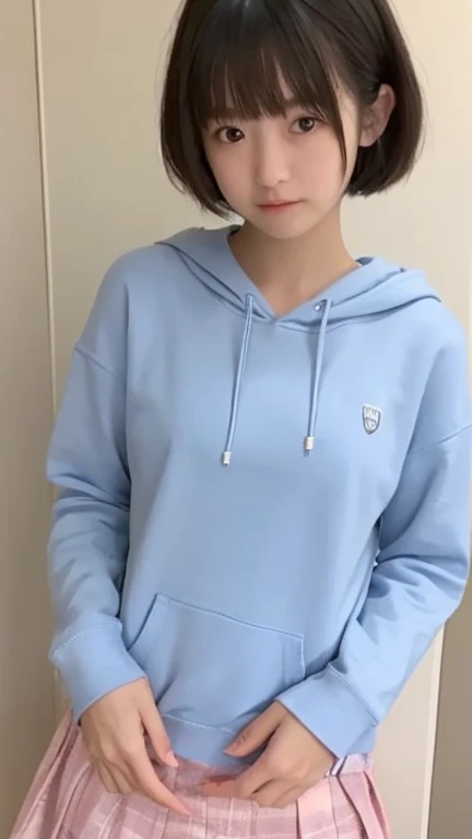 (La Best Quality, High Definition), (ultra detail), (1Baby Mkella), (1 beautiful young girl), (white underwear, with medium straight hair, streetwear, wearing white pleated miniskirt and ears, blue sweatshirt with hooded, on a naked body).(on the chest it says &#39;Future funk&#39). (among a bright futuristic cityscape illuminated by neon lights). (More 8K.motor surreal:1.4,HD,La Best Quality:1.4, photorealistic:1.4, skin texture:1.4, Masterpiece:1.8,Masterpiece, Best Quality,object object).(detailed facial features:1.3) ,(The correct proportions),(Beautiful blue eyes:1.4), (cowboy pose), (more details:1.4), ,(cyberpunk 2.1), (kawaii style: 1.4); , (ice element:1.4),(white underwear:V2.1)