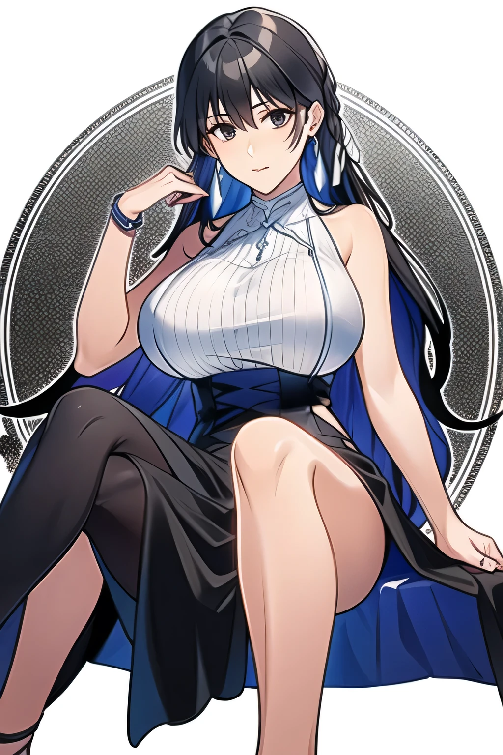 kochou shinobu,1girl,solo,Females in heat,Quietly angry,super big huge breasts,sitting in a wooden chair,Tied to a wooden chair with a rope,looking at viewer,near,