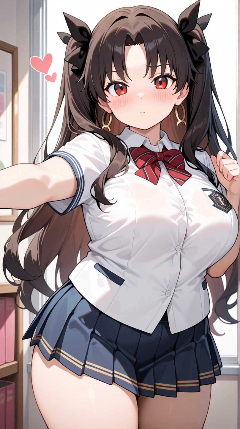 1 Female,HD,High resolution,Surrealism,8K, Brown wavy hairstyle,girl,Asian,Sexy,Upper body close-up,Shot from the front,Dynamic angle,Personal tutor,Y 卹,Somewhat transparent underwear,Huge breasts,Wear earrings on one side only,Smile,blush,Nipple showing