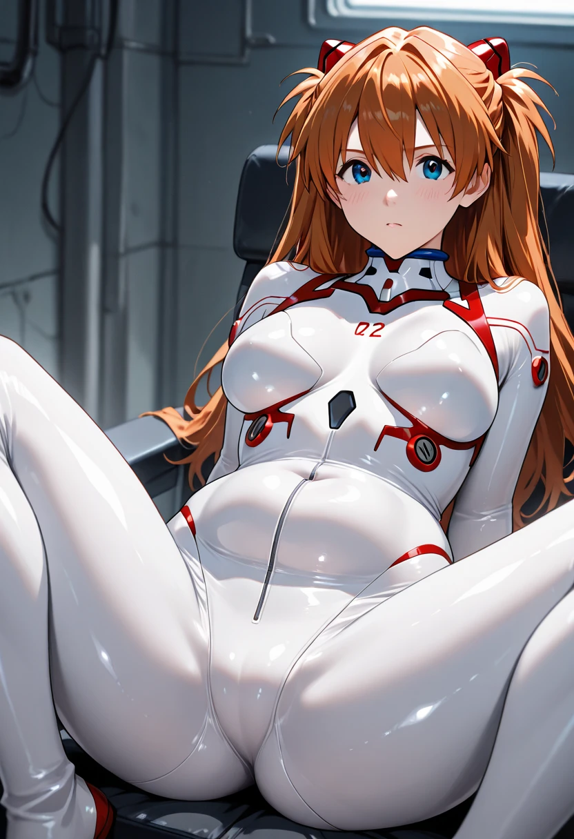 A Female mature robot exposes her inside mechanical organ. she wears white one-piece. Her Brown very short pigtails is tied with two big red clothespins, masterpiece, mature, android, blue eyes, full body, Height: 160cm, flushed cheeks, Uplifting, No NSFW, whole body, barefoot, archaic smile, getting orgasm, sweat bucket.  full body shot, floating hair, looking straight. multiple girls. 