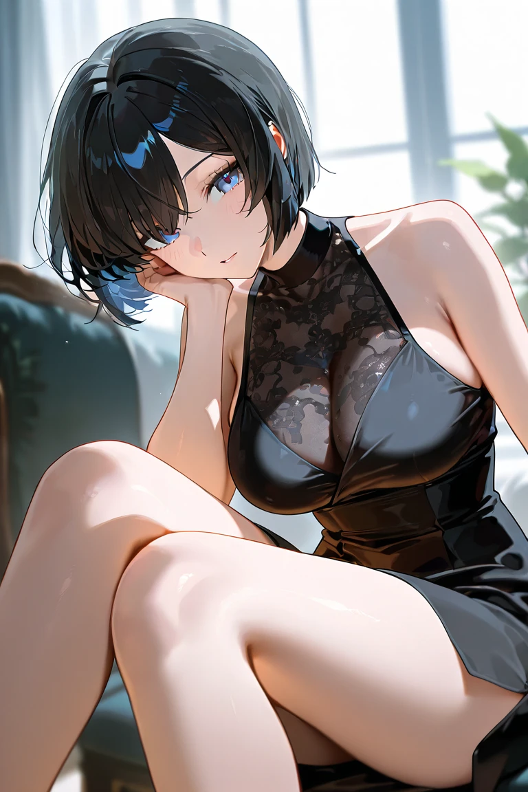 short hair, bangs, curtained hair, crossed bangs, Long Hair, Messy Hair, ponytail, bangs, curtained hair, crossed bangs, Messy Hair, ponytail, Big Hair, ((３７old woman)), Hair Ears, Tying up hair, Hair flap, widow peak, headgear, Hair Ribbon, Hairpin, Hair Pod, 白いHair Ribbon, Mole under the eye, Raise your eyebrows, eyeball, Wicked Smile, crazy, shy, Frowning, Juru, dark (Performance), Captivating smile, Anime Big Tits, Minimalism, Anime Style, Anime Big Tits, Minimalism, Anime Style, viewing angle, From above, Hyper HD, retina, masterpiece, Accurate, Textured skin, Super detailed, high quality, Attention to detail, Awards, (最high quality), High resolution, 16K, Hyper HD, retina, masterpiece, Accurate, Textured skin, Super detailed, (high quality), Attention to detail, Awards, 最high quality), (High resolution, 16K(((White skin))