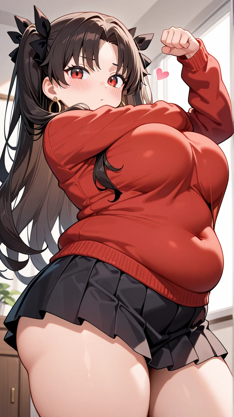 Sexy woman junkotvv with cat ears, Closed eyes, Open mouth, very deep blush, The tip of the nose is red, long neck, Off Shoulder Pink Sweater, medium chest, visible cleavage, bedroom, warm lighting ,in bed