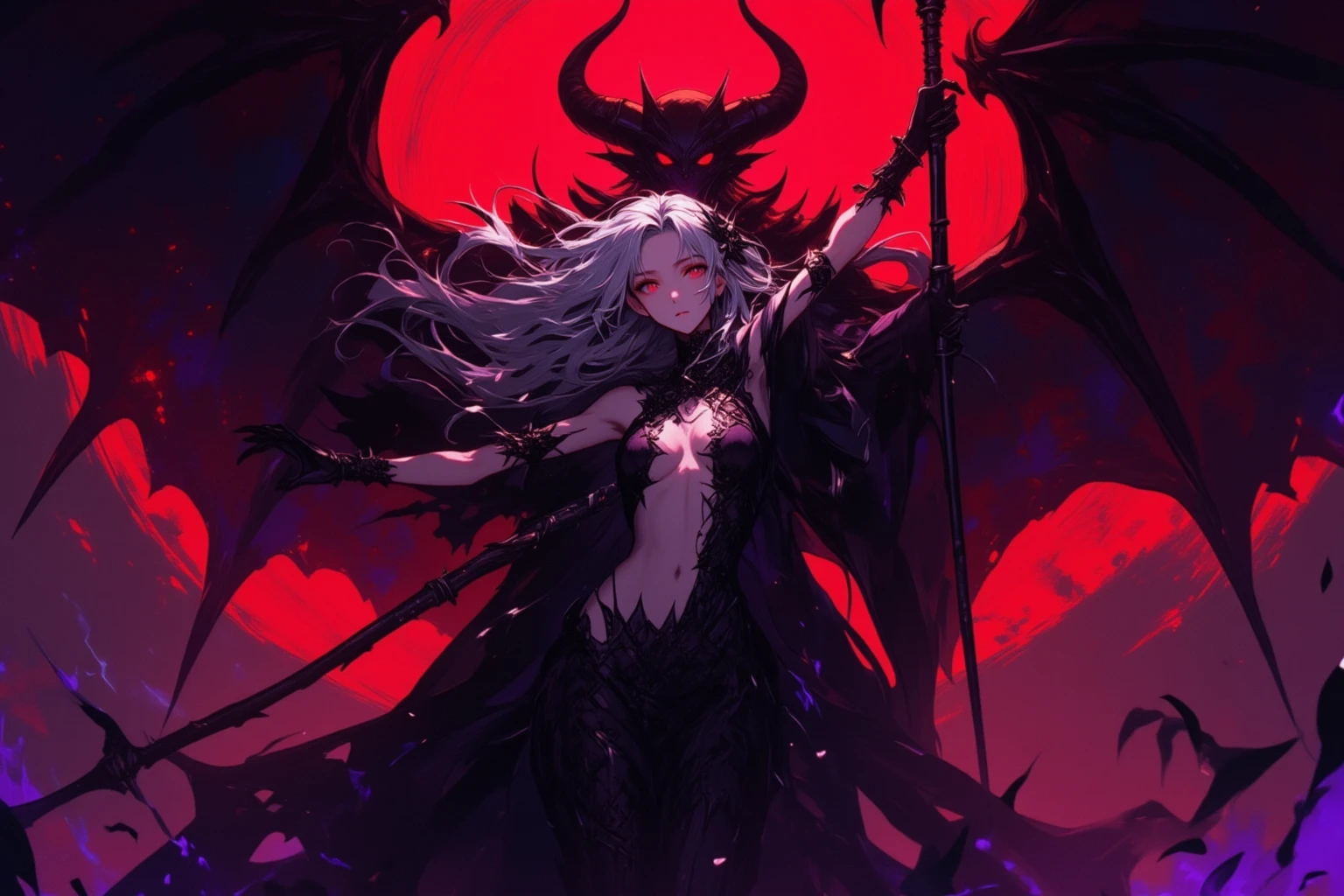 fire and brimstone , Evil, Starlight, Witch, big tits ,Creepy Olpntng style, "I Saw the Blood Bar, Crazy" Saw the Blood Bar, Kill God Show You! mysterious, full-body shot, soft skin, perfect face, ultra-detailed intricate gothic art trends in artstation ternary colors, unreal engine, fantasy, intricate details, splash screen, complementary colors, fantasy concept art, 8k resolution, gothic deviant art masterpiece, heavy brushstrokes, paint dripping, darkness, unholy, evil, starlight, creepy
