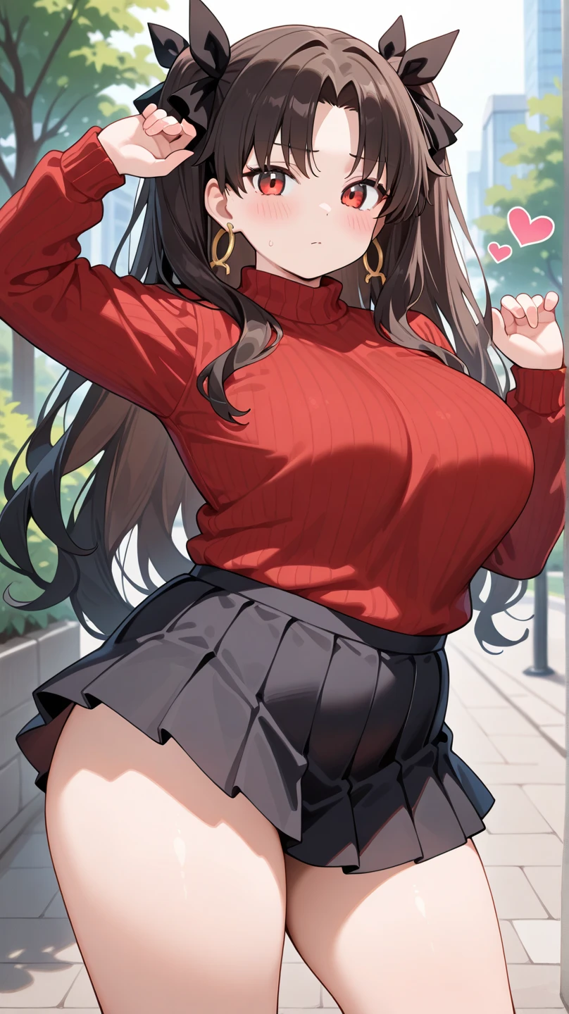 Now you are going to create a girl who measures 1.70 big brown eyes, Long straight brown hair with a flushed and sweaty face. medium breasts and medium butt with not so thick thighs her outfit will be a red changshan and loose black pants.