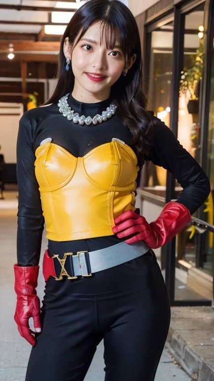 portrait of construction worker caulifla flexing, under tension, smiling, slim and fit, [[athletic]], leather tool belt, cargo pants, bustier, yellow duty gloves, beautiful feminine body, brown eyes, bokeh, photorealistic, canon 75mm f/2.8, naturalistic lighting, dynamic shadows, depth of field, [[skin pores]], masterpiece
