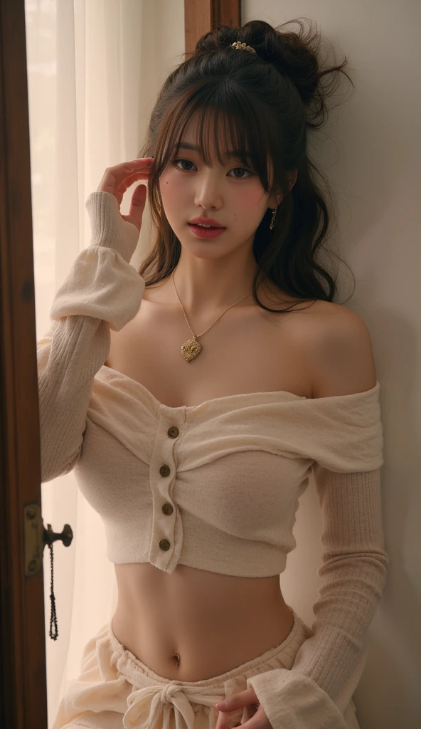 Ulzzang-6500-v1.1, (RAW Photos:1.2), (Realistic:1.4), Beautiful detailed woman Very detailed eyes and face, Beautiful and fine details, Ridiculous, Incredibly ridiculous, Huge file sizes, Very detailed, High resolution, Very detailed, highest quality, Tabletop, ((off-the-shoulder white shirt)), figure, Very detailed, nffsw, Unified, 8K Wallpaper, wonderful, The finer details, Tabletop, highest quality, Highly detailed nffsw unity 8k wallpaper, Face Light, Cinema lighting, One girl, 16 years old, ((Very detailed)), ((Dynamic pose))), (Camel Toe), (half),((Troubled face)),mini skirt,((Drooping eyes)),Leaning forward、Place your hand on your chest、