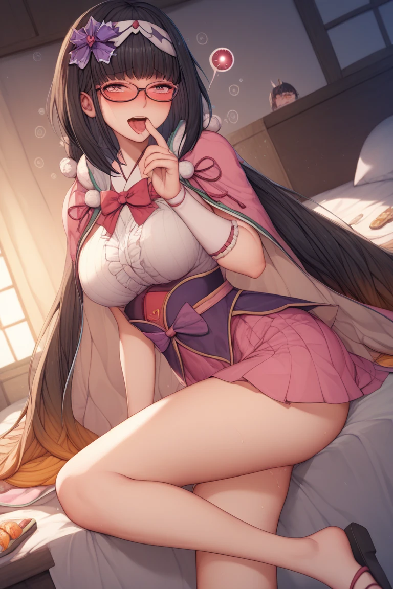 (High resolution), (32K), (very very highly detailed), (Best illustration), (beautiful and delicate eyes), (best quality), (super detailed), (master piece), (Detailed and delicate face), solo,Highly detailed face and skin texture,fine eyes,double eyelid,Spread your legs and use props、very shy、blush、spread legs,high details,Wear pin heels,(dynamic pose),1 female, black long hair , Pitch black eyes, long legs, (camel toe),(((big breasts)))、Exposing genitals without wearing pants,camel's toe,The protruding PUssy ,cocked ass,I grew up sexy、(((Luxurious floral pink cheongsam)))、Forehead、best style、nipple、