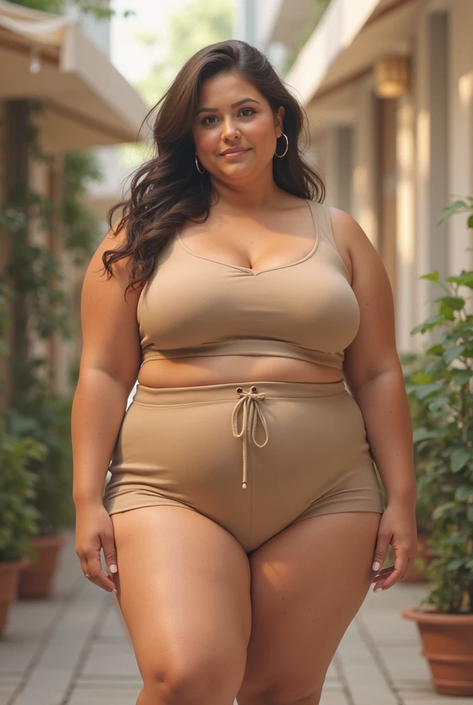 nsfw,(tanned skin:1.3), japanese female,sport short pants,white long t-shirt,mascular and curvy thighs,(adult curvy body),sitting on chair,legs oocus,sandals