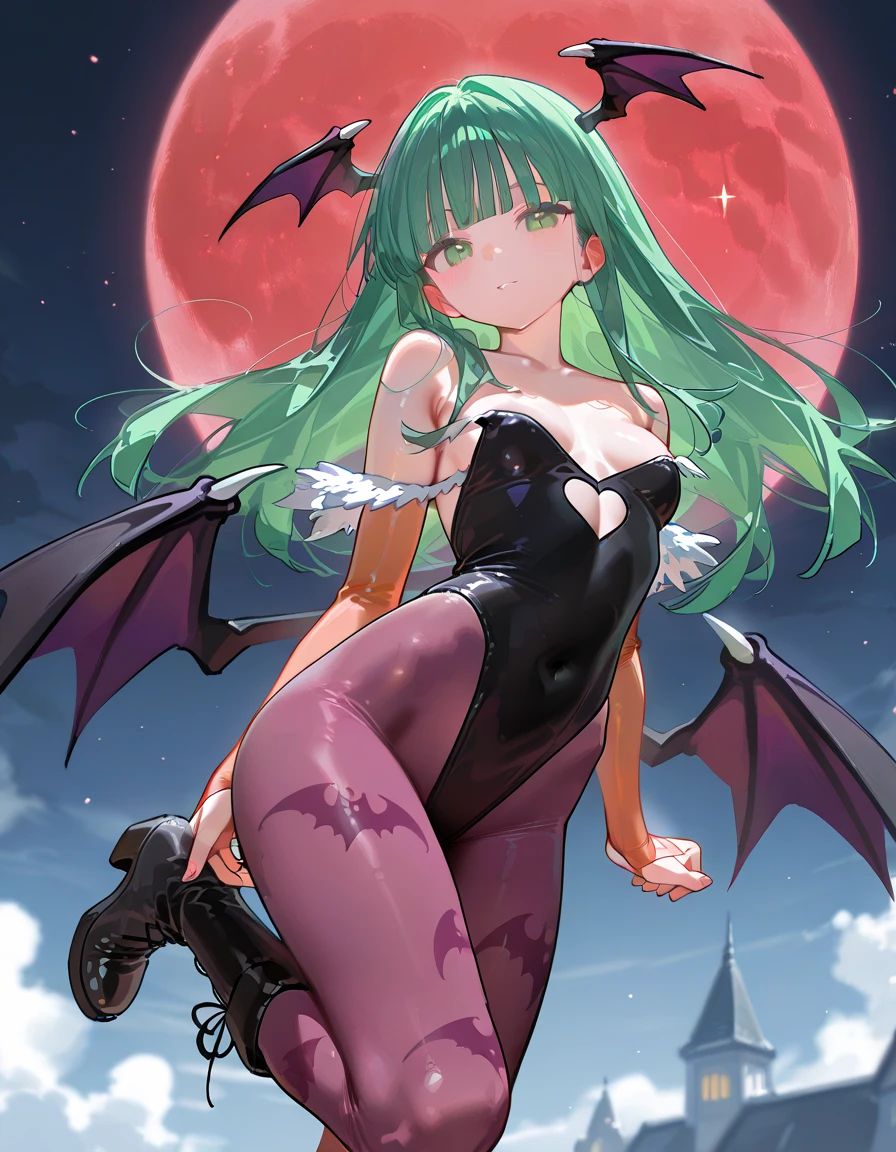 <lora:Sai_Hinoki:0.8>,  Hinoki, 1girl, solo, breasts, thighhighs, large breasts, gloves, wings, cleavage, red eyes, horns, demon girl, thigh boots, elbow gloves, brown hair, tail, green hair, boots, multicolored hair, bat wings, choker,
night, city,
masterpiece, high quality, very_high_resolution, large_filesize, full color,