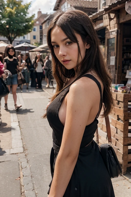 face like Miranda Kerr, fit body, cleavage dress, necklace, bracelet, eiffel paris