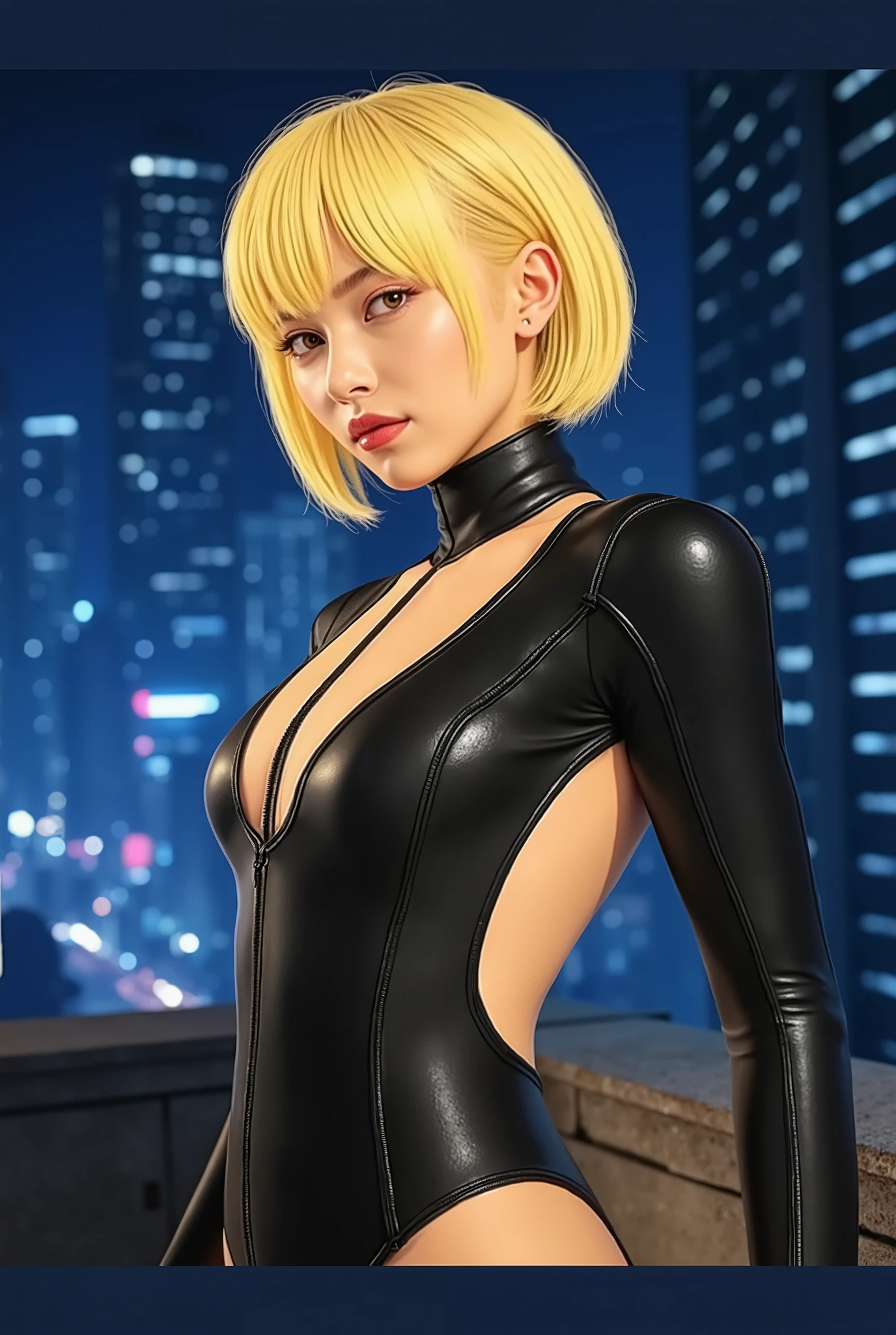 male, show off his big butt, ((Highest quality, 8K, masterpiece :1.3)), (Sharp focus :1.2, Beautiful man with perfect figure :1.4, Slim Abs), ((Big Ass, Emphasize cleavage, The underboob is visible:1.5, bare ass)), (Photorealistic:1.4), (realistic:1.4), (short Hair, Light blonde hair:1.5), Highly detailed face and skin texture, Fine grain, double eyelid. sex appeal, Sexy gravure pose, sexy latex short dress、A sexy pose with his hips thrust out against the backdrop of a nighttime cityscape。A cold stare and licking of the lips。:1.3))
