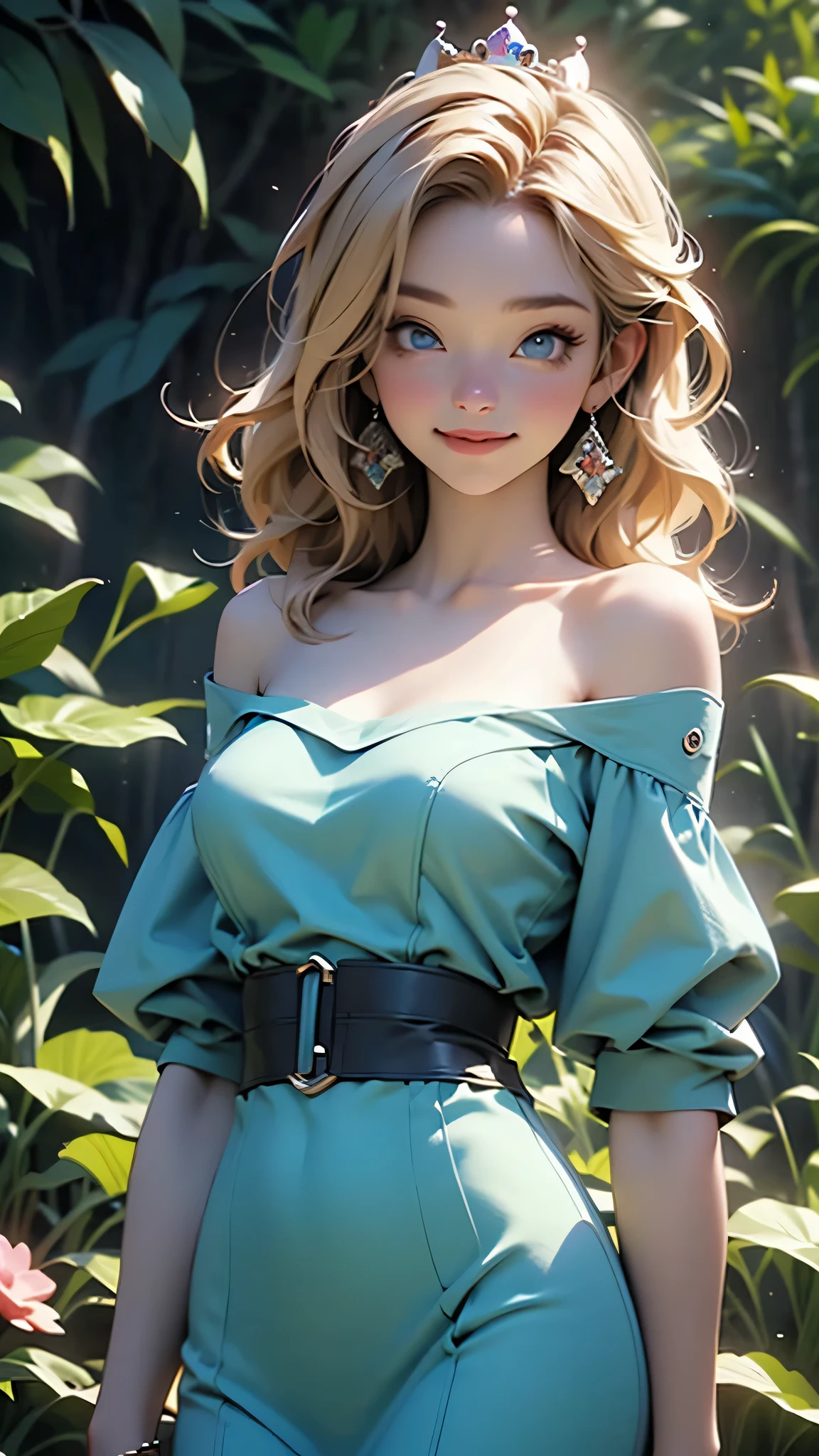 Perfect illustration、Professional illustrations、Cinematic lighting、Highly detailed drawing、Detailed face、Detailed eyes、One person、woman、Beauty、Bianca in Dragon Quest 5、Blonde、Braided Hair、Green dress、Orange Cape、Earrings、necklace、boots、Translucent Slime、In combat、sexy、Best Shot、Best Angle