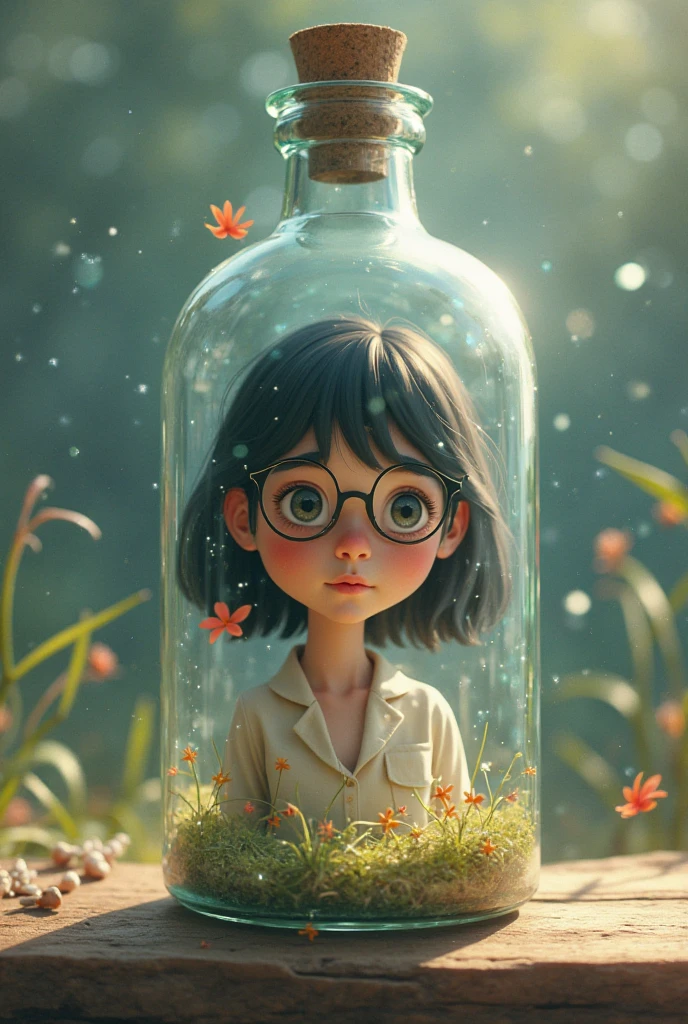 (shrunken, glass jar, inside jar, beautiful pixie inside jar, full body), (perfect face, highly detailed face, perfect eyes), looking at viewer, nsfw, 4k, fine detail, realistic, masterpiece, Kodachrome, highly detailed,
