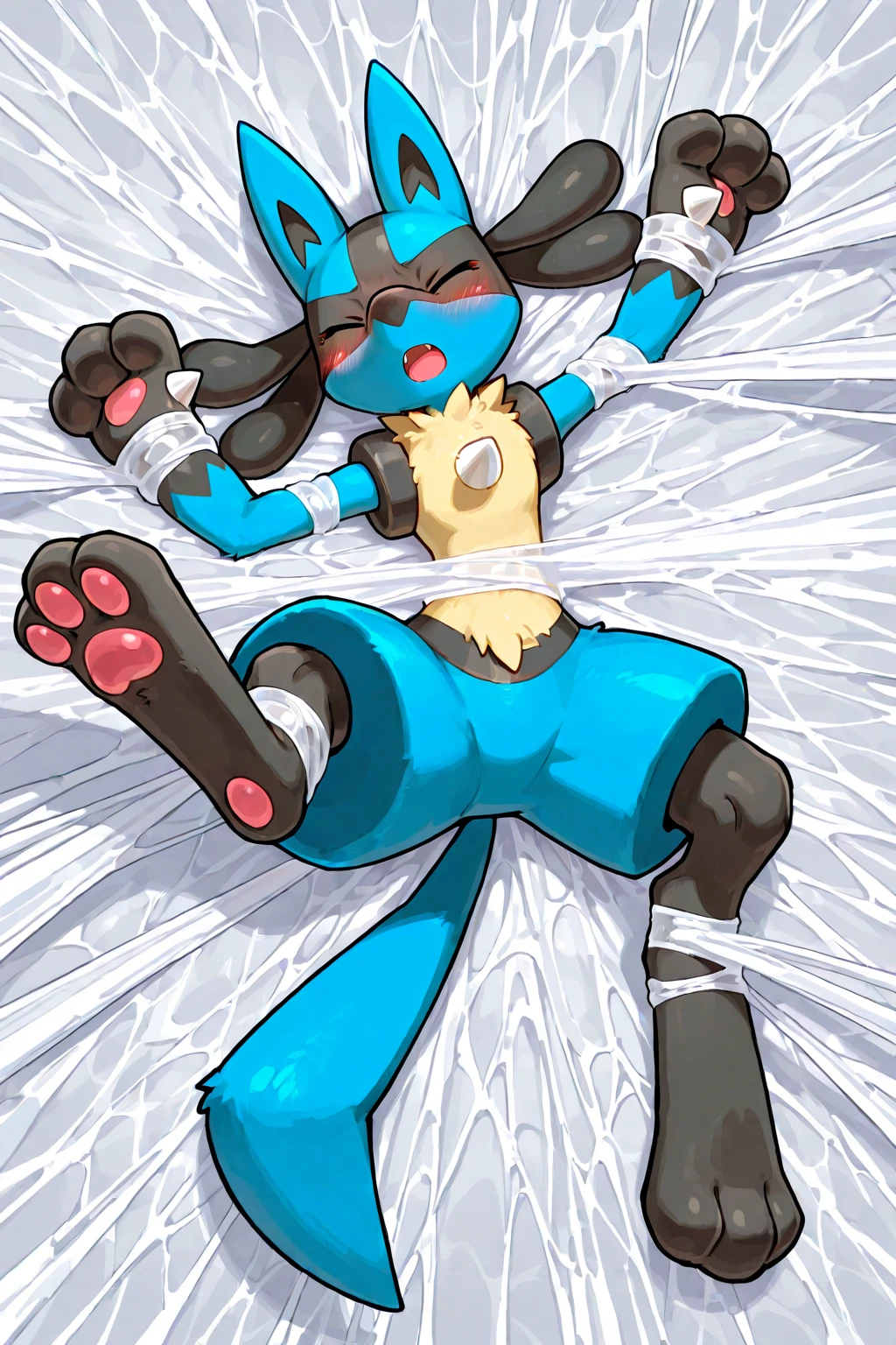 ((highest quality)), ((masterpiece)), (detailed), Perfect Face ((highest quality)), (((Lucario))) ((Pokémon)) (((White school swimsuit(For women)))) (((Quite a lot of sweat )))(Steaming) Shiny Tears ((Short)) ((Groin bulge)) Tight fit men (((Massive steaming in the crotch))) ((Perfect body)) Bulge Bite ((low length)) ((Leg spread)) Plump,Chubby ((Wet and shiny skin)) ) (((Lots of wet swimsuits))) (((Sweaty wet skin))) Male orgasm, lying down, soaked (((See-through swimsuit))) (Wet body) SteamingSteaming body, slimy skin (See-through swimsuit) ((Transparent swimsuit)) Lotion, slippery swimsuit, crotch is visible ((Whole body slimy)) (
