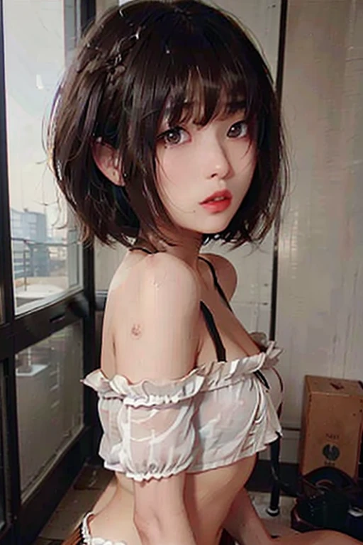 (Highest quality, masterpiece, High resolution)、4K Anime Art、(One Woman、20-year-old)、whole body、 (Detailed depiction of a cute face)、Black Hair、short hair、semi-long、Bobcut、Hair Bun、hair ornaments、(Cat ear)、Black Cat Costume、White Cat Costume、choker、(See-through chiffon lingerie)、sexy mini dress、Beautiful and sexy、Embarrassed face、Ecstatic expression、Small breasts、(Lie down in bed:1.2)、(Sensual World)、(Soft Focus)、(Bokeh:1.2)、Cinematic Light、Soft Light、(indoor、dim、lamp)、(Simple Background)、((Blank Background))、(Fractal Art)、(Alphonse Mucha Style)、shen2, rolling shen