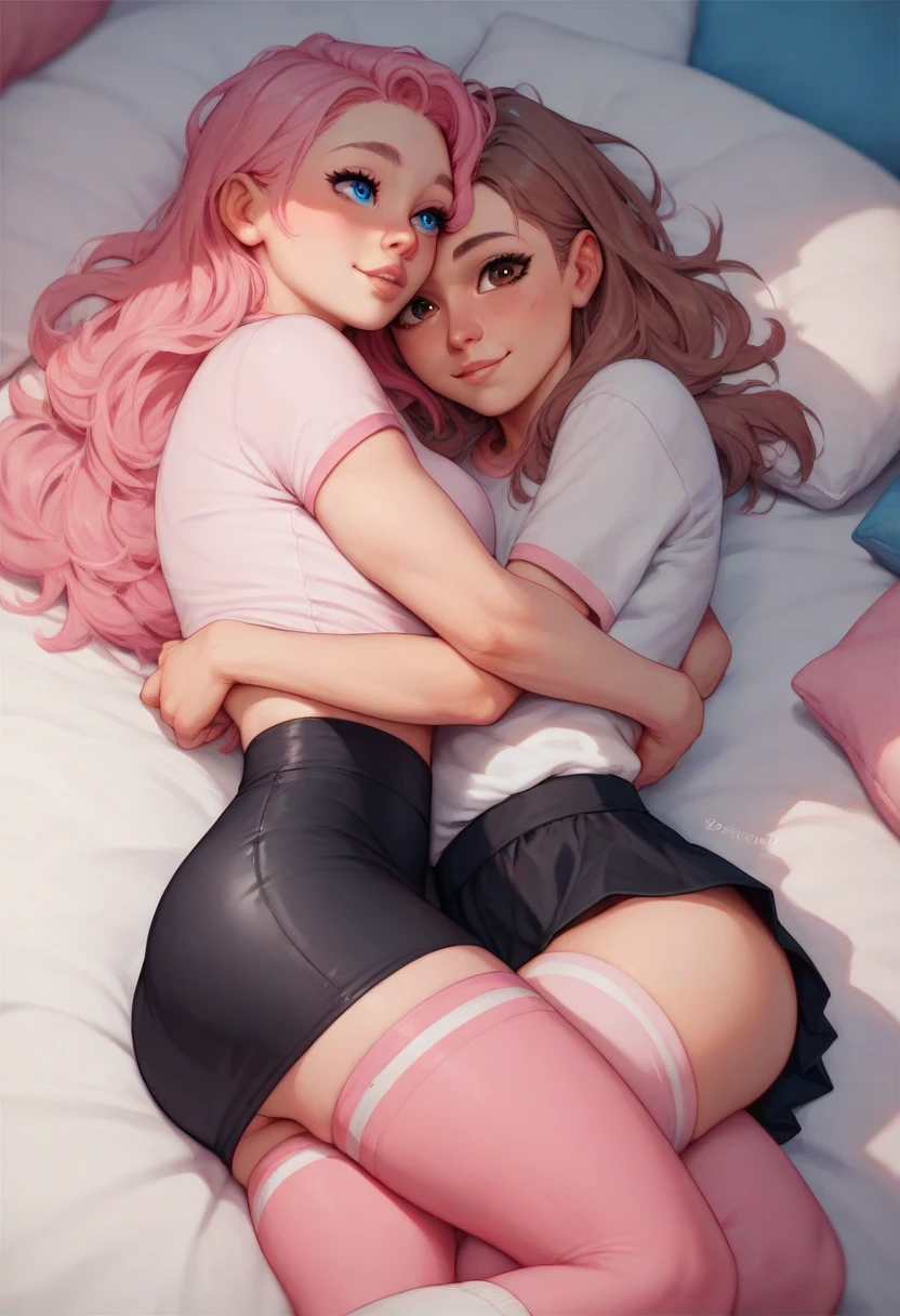 femboy, bump, small penis, score_9, score_8_up, score_7_up, score_6_up, semi realistic, score_9, score_8_up, score_8, ,1boy 1woman, ((cute femboy  cuddling with a massive teddy bear on the bed))  (1femboy, crossdressing, trap, androgynous, blue and pink hair, long hair, skimpy colorful clothes, shirt up over breasts, breasts exposed, tiny skimpy short, white thigh high socks, pink collar, worried look on face, looking at viewer, showing lots of skin, flat breasts, flat chest, breasts exposed,  body, cute sexy pose, small penis, flaccid, 5 feet tall) semi-realistic, raindrops on window, rainy night, volumetric lighting, mood lighting, gaming computer in background, computer station, glowing computer monitor, neon lights, glowly lights, girly decorations on walls, dark cinematography, low lights, soft light, hazy soft light, stuffed animals, video gamesStyle-Cuddles
