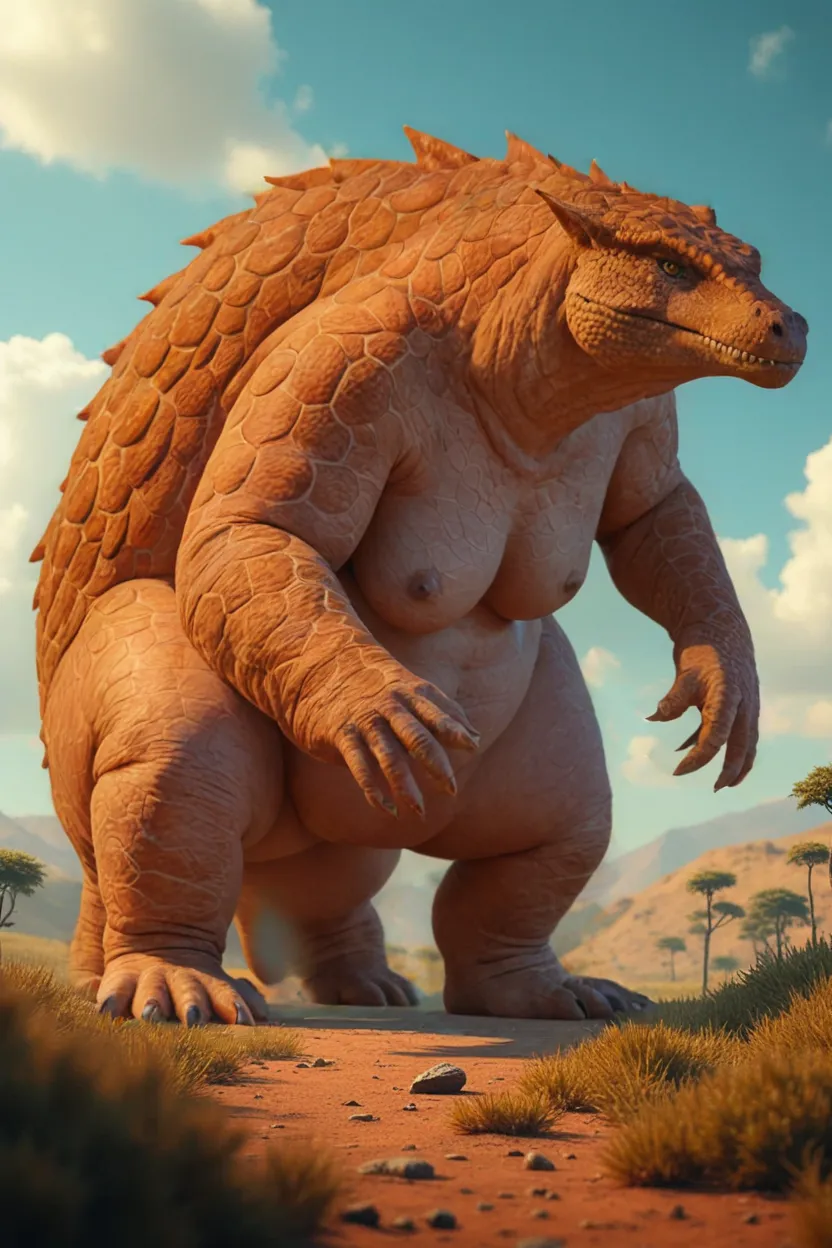 realistic, high resolution, photo raw, 8k, ultra detailed, high quality, anthropomorphic, bipedal, (female komodo dragon:1.1), slightly chubby, (voluptuous:1.15), thick thighs, huge hips, curvy hips, big butt, standing, navel, good drawn face, (nsfw:1.1), tall height, femealized, long tail, thick tail, hunter, looking at me, (thick calves:1.1), castle place