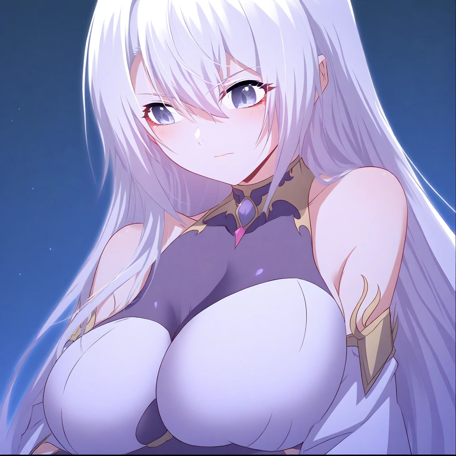 100_Electrical style,Griffith, white hair, 从side, Look away.long hair,fierce,side