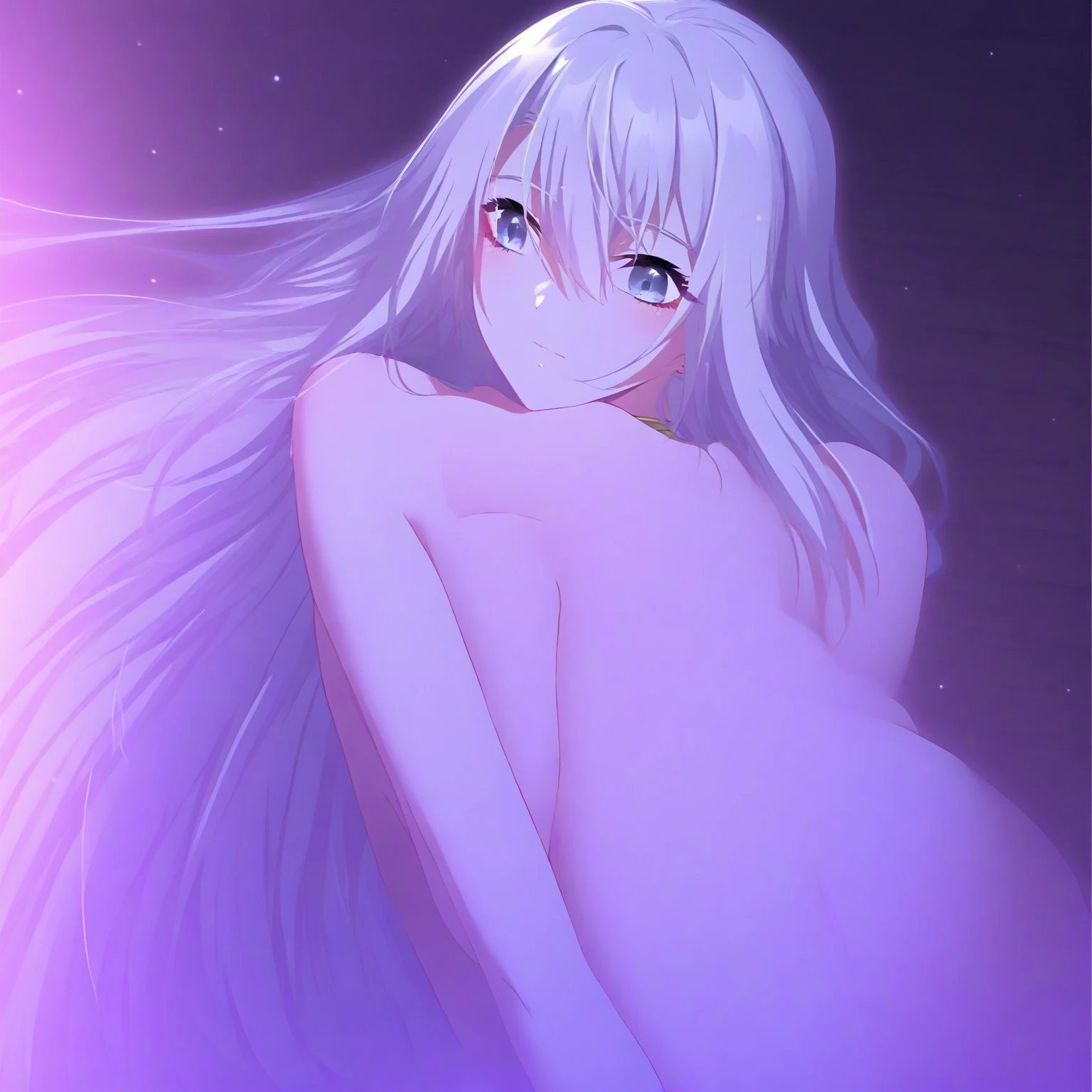 wishing star background, beautiful nude woman surrounded by strips of translucent fabric, glowing stars, magical, complex drawing, highly detailed, ethereal, starry night, midjourney style