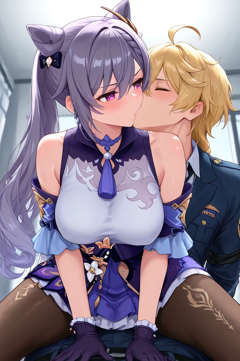 Lesbian (very long yellow hair)(pechos big ones, thighs big ones)(with  clothes it is very tight) that he is kissing at school with his girlfriend,(pechos big ones, thighs,(Nude) big ones)lesbian love
