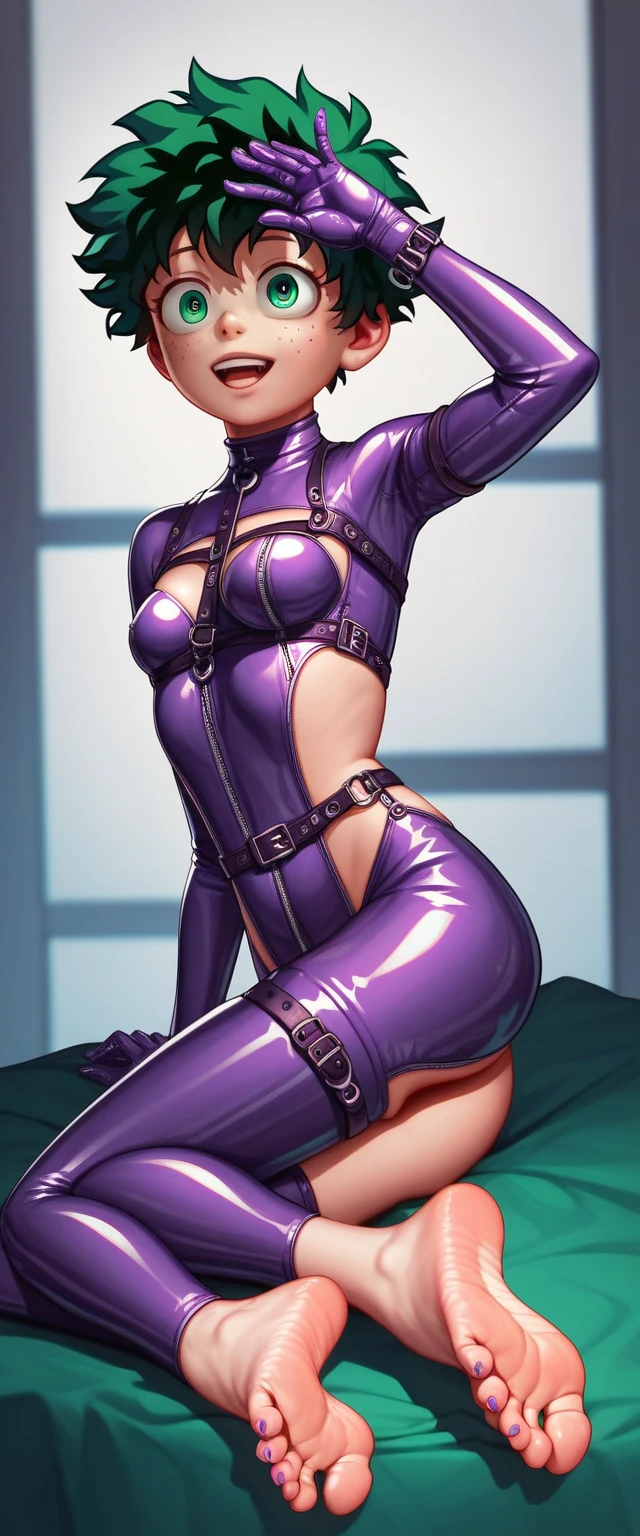 pale Russian girl .. . in a tight purple latex bikini . Large animal collar. Too many vibrators. Latex swimsuit. BDSM hardcore. Slave. Blindfolded . Ballgag