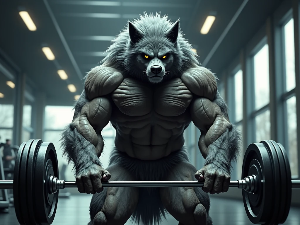Humanoid Wolf Full of Hair Gym Workout Aggressive Look Bust Only