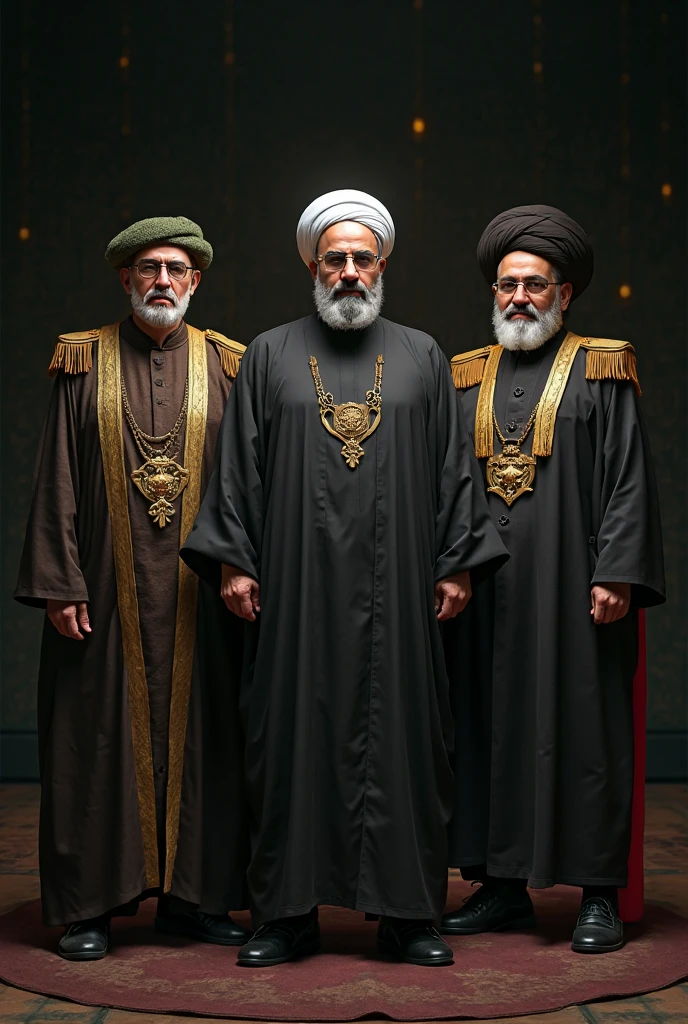 tow poor farmer and sultan stand in the Palace and sultan ministers and advisors stand near the sultan