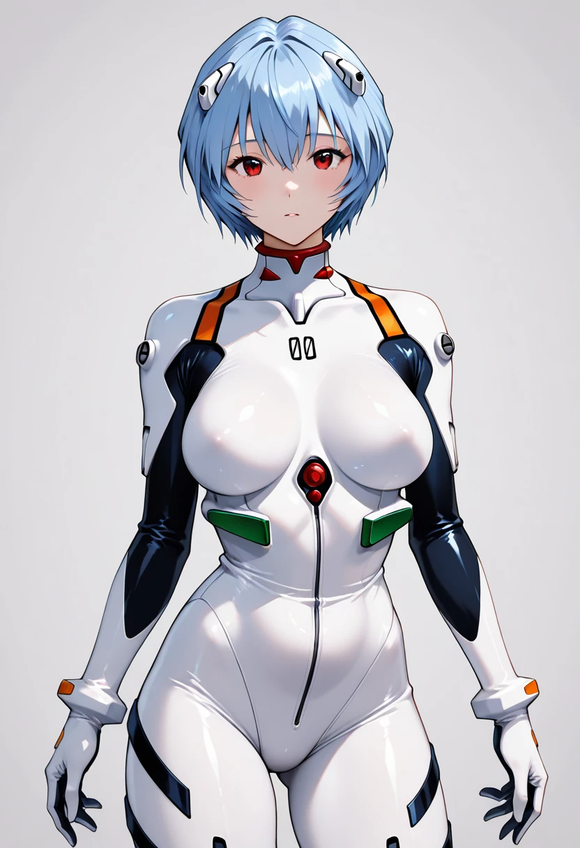 Rayanami, Rei Ayanami, Blue Hair, short hair, (Red eyes:1.5), break bodysuit, headgear, Plug Suit, White bodysuit, break outdoors, city, break looking at viewer, break (Big Breasts:1.4),(masterpiece:1.2), Highest quality, High resolution, unity 8k wallpaper, (figure:0.8), (Beautiful attention to detail:1.6), Highly detailed face, Perfect lighting, Highly detailed CG, (Perfect hands, Perfect Anatomy),
