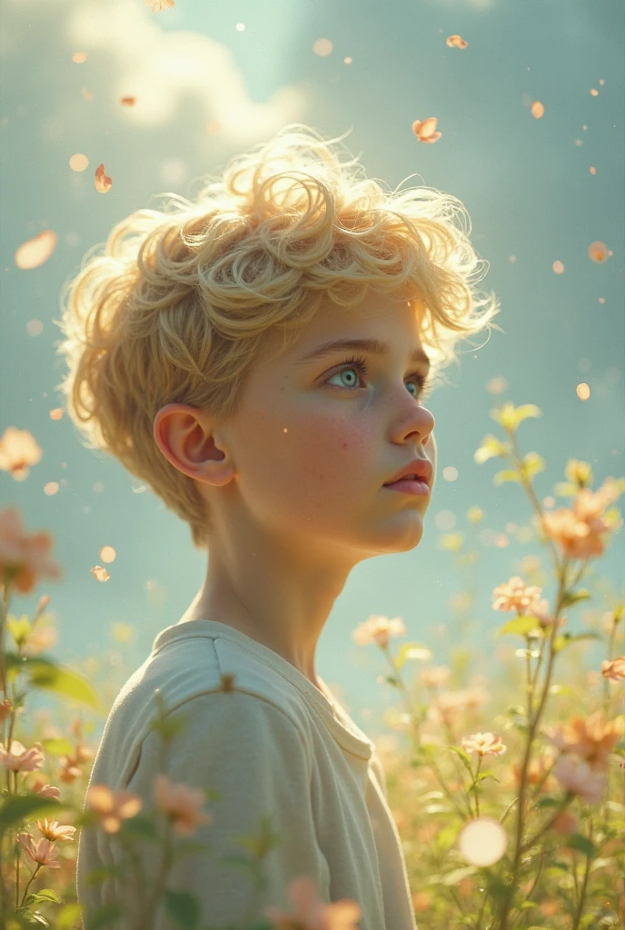 a  boy photo with fload around him 