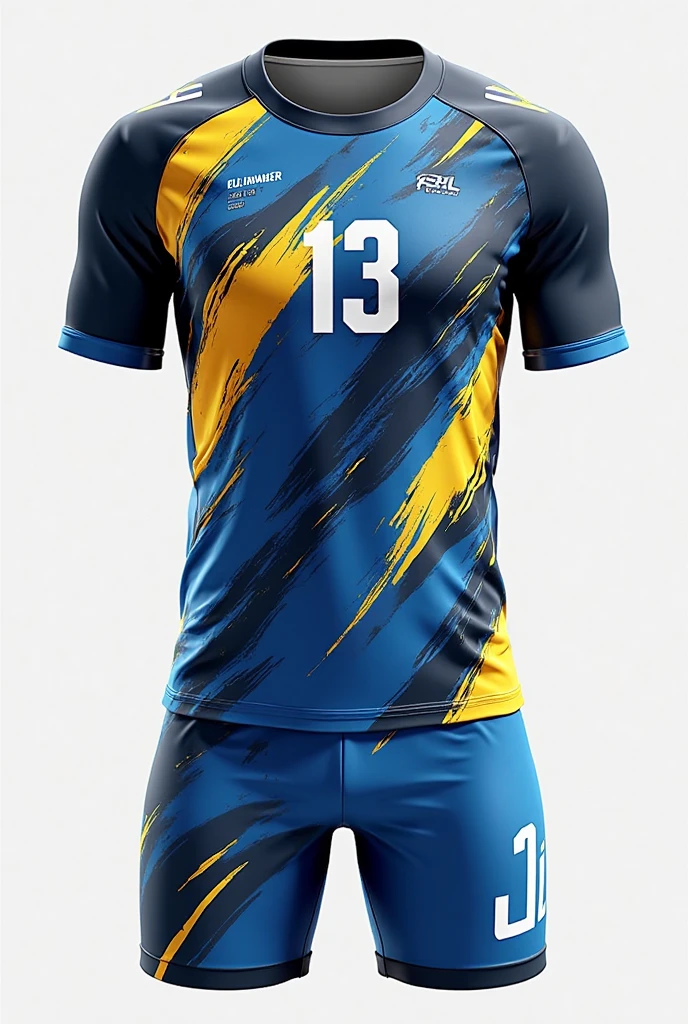 Make me a jersey of Luna Colleges Volleyball Jersey T shirt with number and back design
Blue white and yellow color