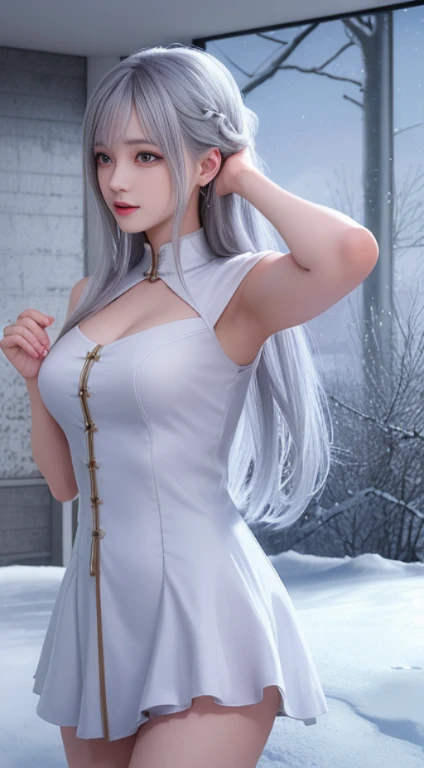 ((logo, masterpiece, 8k, table top, RAW photo, wonderful, 最high quality, Photorealistic and hvery detailed CG integrated 8k wallpaper, high quality, very detailed, Narrative poem, particle effects, dynamic effects, Depth of written boundary, cinematic light, Lens flare, ray tracing, anatomically accurate)), fantasy, 1 beautiful woman, ((white hair)), clear eyes, long hair, beautiful face, real face, Dense and beautiful eyes, beautiful skin, ((dancing woman, gracefully dancing woman, dancing woman in the snowy landscape, violently dancing woman)), ((long hairがWindでなびく, long hairが跳ねる, long hairがWindで踊る)), hair jump, jewelry, beautiful eyes, white kimono, white obi, embroidery pattern of white cherry blossoms, silver earrings, Light is shining, ((cherry blossoms, cherry blossomsの木, cherry blossomsの花びらが舞う, cherry blossoms吹雪, falling petals)), blue sky and white clouds background, Vast wind scenery, Wind, grassland, Vast land in mythology, Spectacular view, Beautiful natural wind scenery, hair color is white, cherry blossomsの花びらが舞う, cherry blossomsの木