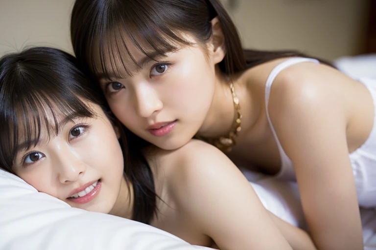 ((highest quality, masterpiece :1.3)), Photorealistic、Ultra-high resolution、Natural skin texture、Hyperrealism、Reflection from the waist up、Beautiful Japanese girl in her early teens、One girl、Rope bondage、topless、Lying in bed、Frightened expression、Tears flowing