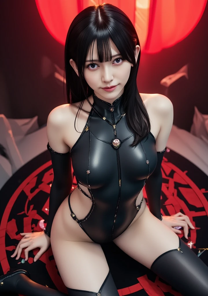 sexy Thai model who controls poison、lipgloss、dramatic makeup、look at the camera、full body Esbian、、sparkling poisoned enchanted flower costume、、、、shiny sparkling colorful short hair、secrete poison、skull hair accessories、fishnet tights、shiny sparkling dark magic forest background