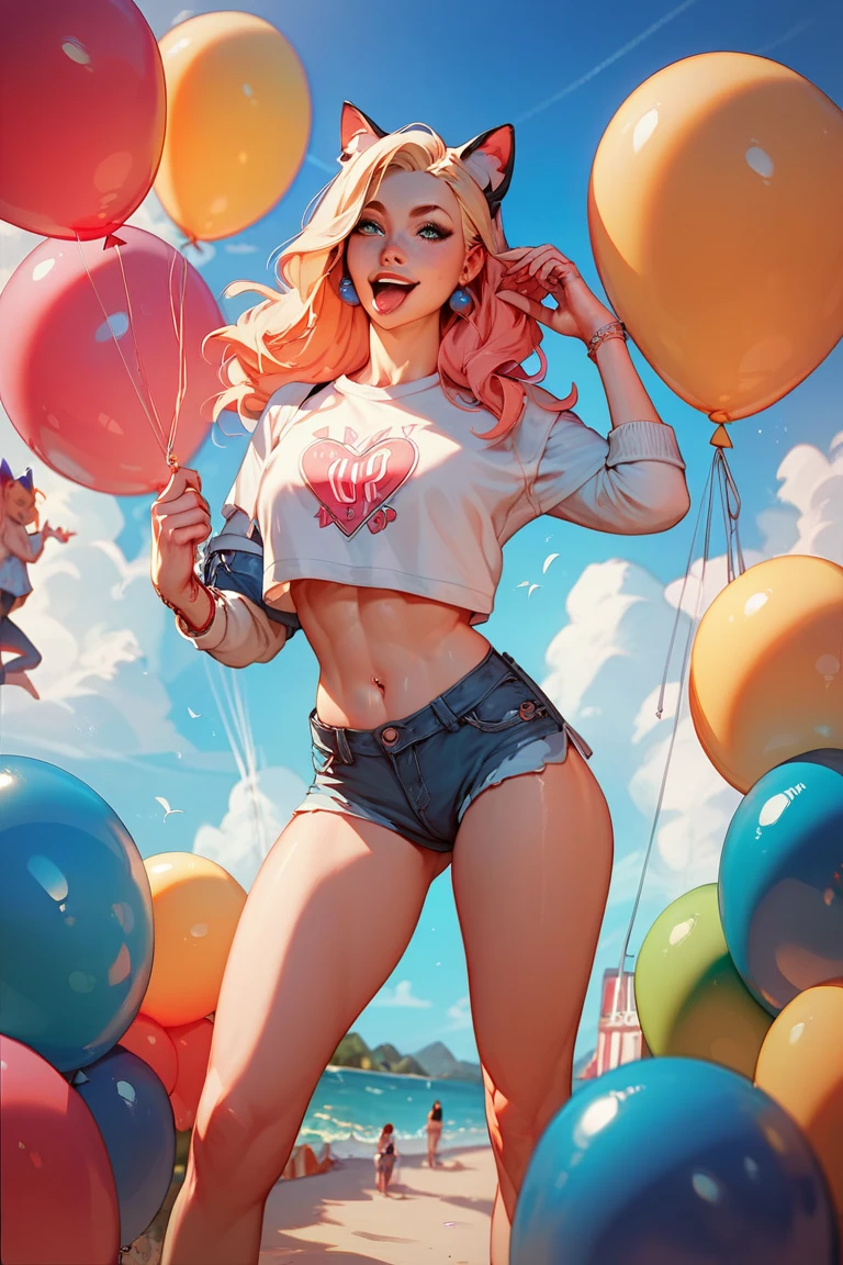 adult woman huge balloons birth day