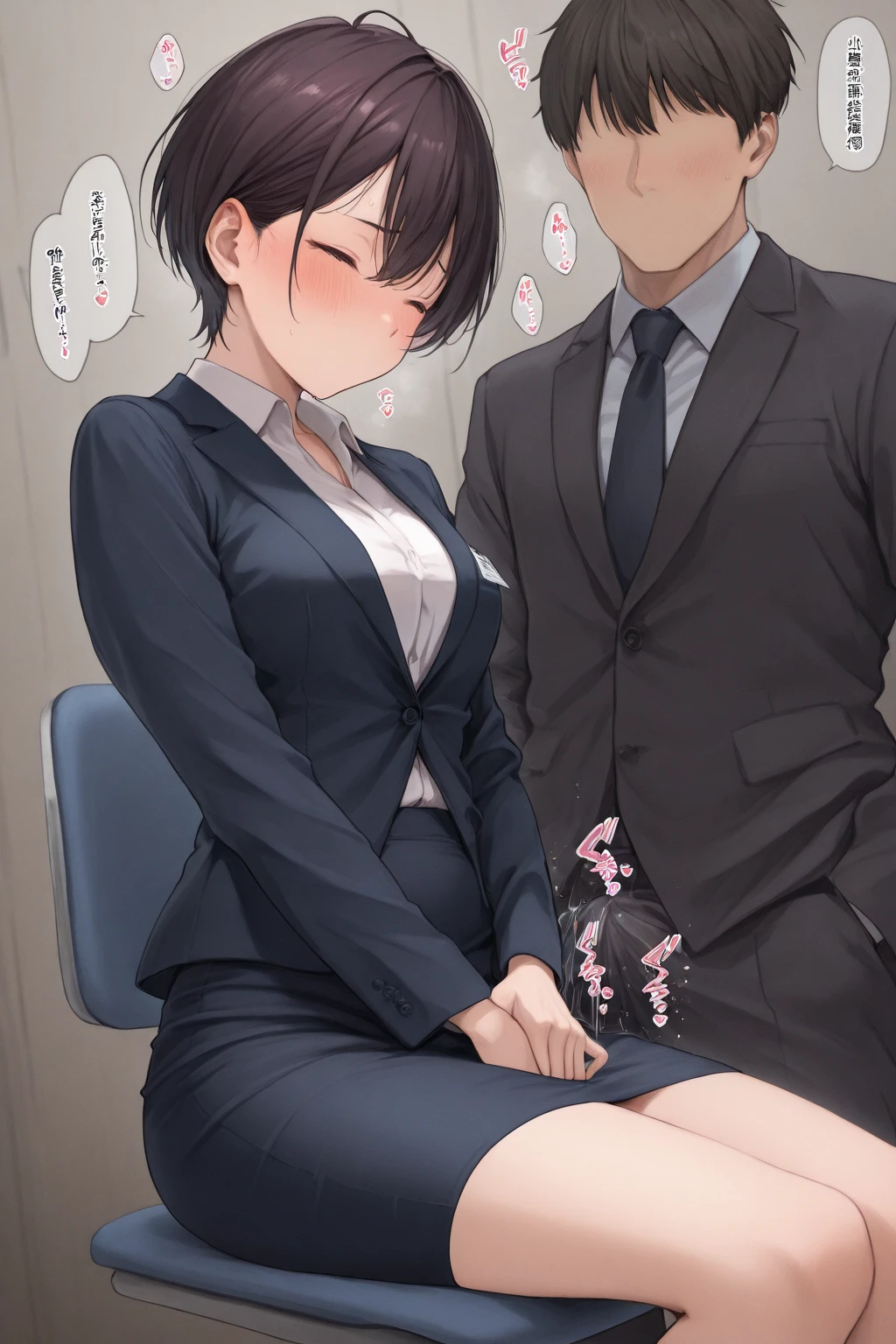 NSFW,Hololive,Towa Tokoyami,Short Hair,(Married Woman:1.3),(officeレディ:1.5),(business suit:1.5),(Pencil Skirt:1.3),(Perfect hands),(Perfect Anatomy),(masterpiece),(highest quality),office,storehouse,shelf,One gray-haired old man,(Doing sex:1.5),Embarrassed,blush,(orgasm:1.5),(Ecstasy face:1.5),Lift your butt,Look Up