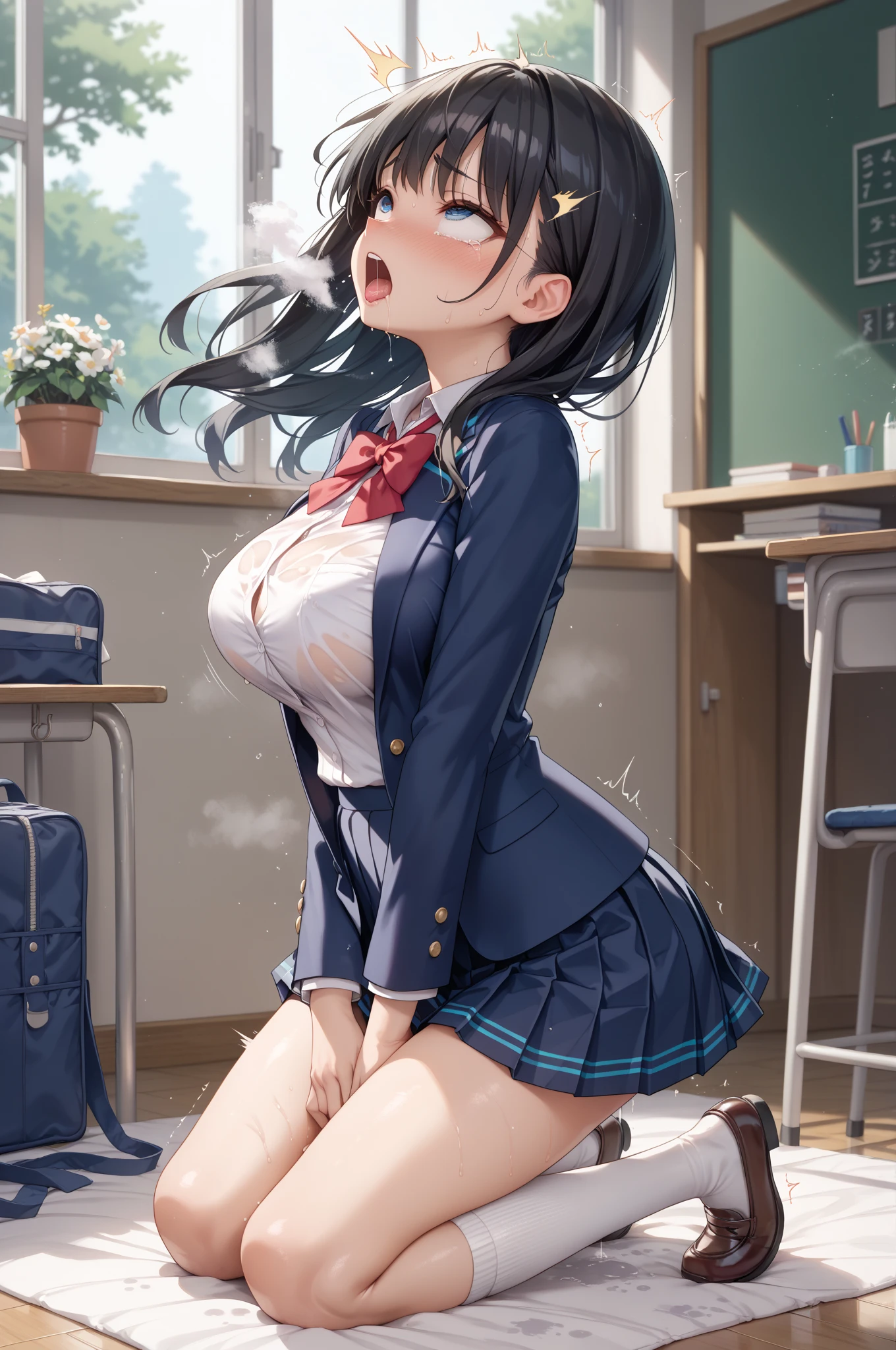 masutepiece、masterpiece、top-quality、ultra-detailliert、hight resolution、hight resolution、8K Portrait、Unity 8k壁紙のhigh-detailCG、Unity 8k壁纸、Cute little:1.5、Lori:1.5、Highly detailed CG Unity 8k wallpaper、逼真、realperson、Cute little、 Portrait photos、shinny skin、high-detail、(sixteen years old:1.2)、(女の子1人)、Beautiful clear eyes、Ultra-fine depiction、delicated face、Lovely lips、skinny body、Big breasts thin waist、Thin leg、(school classrooms:1.6)、
1girl in, Cute, Perfect face, Seriously, (blush:1.5),
Big breasts,((School Uniforms:1.2)),(((Clothes lift:1.5))), (((Nipples))), Detailed description vagina,Show vagina,Spread legs,spreading pussy,((cum in vaginas:1.5))