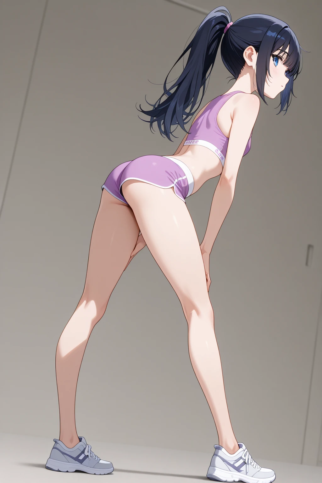 shirai_kuroko, (8k, RAW photos, best quality, masterpiece:1.2), 1 girl, :d, bare shoulders, small tits, , long hair, watch viewer, open mouth, smile, solo, standing, thin, parted bangs, collarbone, micro bikini, gonzo, full body, beautiful long leg, slim body, narrow waist, bare feet, bare arms, bare shoulders, model figures,