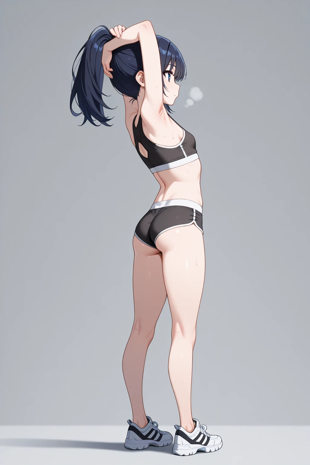 ((masterpiece)),((Highest quality)),((High resolution)),((Anatomical)),((Realistic)),((Detailed Description)), ((Full body view)), ((Perfect lighting)),8K)),((cute)), ((FOCUS standing girl.)),(((((One little girl))),(((FOCUS Loli))),(((neutral))),((FOCUS child)),((FOCUS 8-year-old)),((Beautiful eyes)),((FOCUS Baby Face)),((low length)),((FOCUS Petite)),((Flat Chest)), (((CUTE SMILE, CUTE FACE,)))) , (((CUTE MAKEUP))), CAT GIRL, WITH CAT EARS, BLACK HAIR, PONYTAIL HAIR, Wide Hips, FOCUS WEAR BIKINI, (((BLACK VERY HIGH HEELS))), ((FOCUS SHE IS WEARING hold-ups))) , SHE IS DANCING SEXY, From the side, From the back, surprised. HANDS ON HER ASS, FOCUS SIDE VIEW. THE GIRL IS LOOKING TO THE VIEWER.