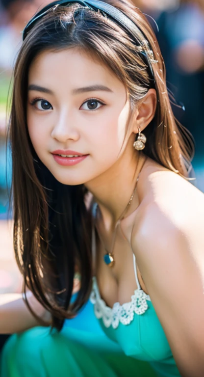 ((top-quality、8K、masterpiece:1.3))、Shot at sea、Angle from below、gal make、Ganguro makeup、Blue Eye、beauty legs、Sleeveless、Wearing a short。、1girl in、beautfull Japanease woman:1.3、(Longhaire、 out:1.2)、 Pink leopard print bikini:1.2、Beautiful Women in Perfect Style:1.4、Perfect eyes、Even-eyed、Natural smile、Perfect iris、Perfect lips、golden skin、don't grind、Super Detail Face、Delicat eyes、double eyelid、Soft breasts、A smile、Exposed cleavage、
