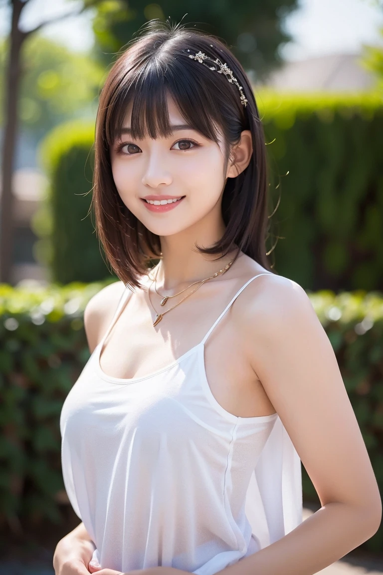 （masterpiece）、(highest quality:1.5)、(Photorealistic:1.2)、(Surreal), (High resolution), (Realistic), (Post-processing),(Sharp focus), Sharp focus:1.2,Backlight, (Improvement of quality:1.4), Healthy thighs、(Narrow waist)、Big Ass、((Perfectly detailed five-fingered hands)),（Anatomically correct body）、((1 female:1.4))、Japanese、Realistic Skin、（Small chest：1.4）、Bust size is C cup、Pretty woman with perfect figure:1.4,(from the front:1.5), (Enhances the beauty of skin texture:1.1),No makeup、美しいBlack Hair、The best smile、Natural color lip、(Small Mouth:1.4)、(Oval Face)、Even bangs、Hide eyebrows with bangs、((29-year-old woman))、Bob Hair、Hair blowing in the wind, (Black Hair, Iris, Watery eyes, Shining Eyes, Bob cut hair, Small earrings,), Hair behind the ear、No makeup、(Drooping eyes)、Drooping eye corners、Photos taken by a professional photographer，1 girl, Cute Smile,whole body、(((One lovely woman)),((A big friendly smile)),(( Small breasts,Small breastsの谷間)),((((Plump Cheeks)))),((whole body：1.５))、(Narrow waist、Slender Body)、(((I'm laughing out loud:1.5))),Japan Female Professional Golfer、Short flared skirt、(Roll up the skirt yourself)，Shining Legs、Pink Wear、Inviting eyes、((standing with legs stretched apart、Wearing a shirt))、Laughing out loud、