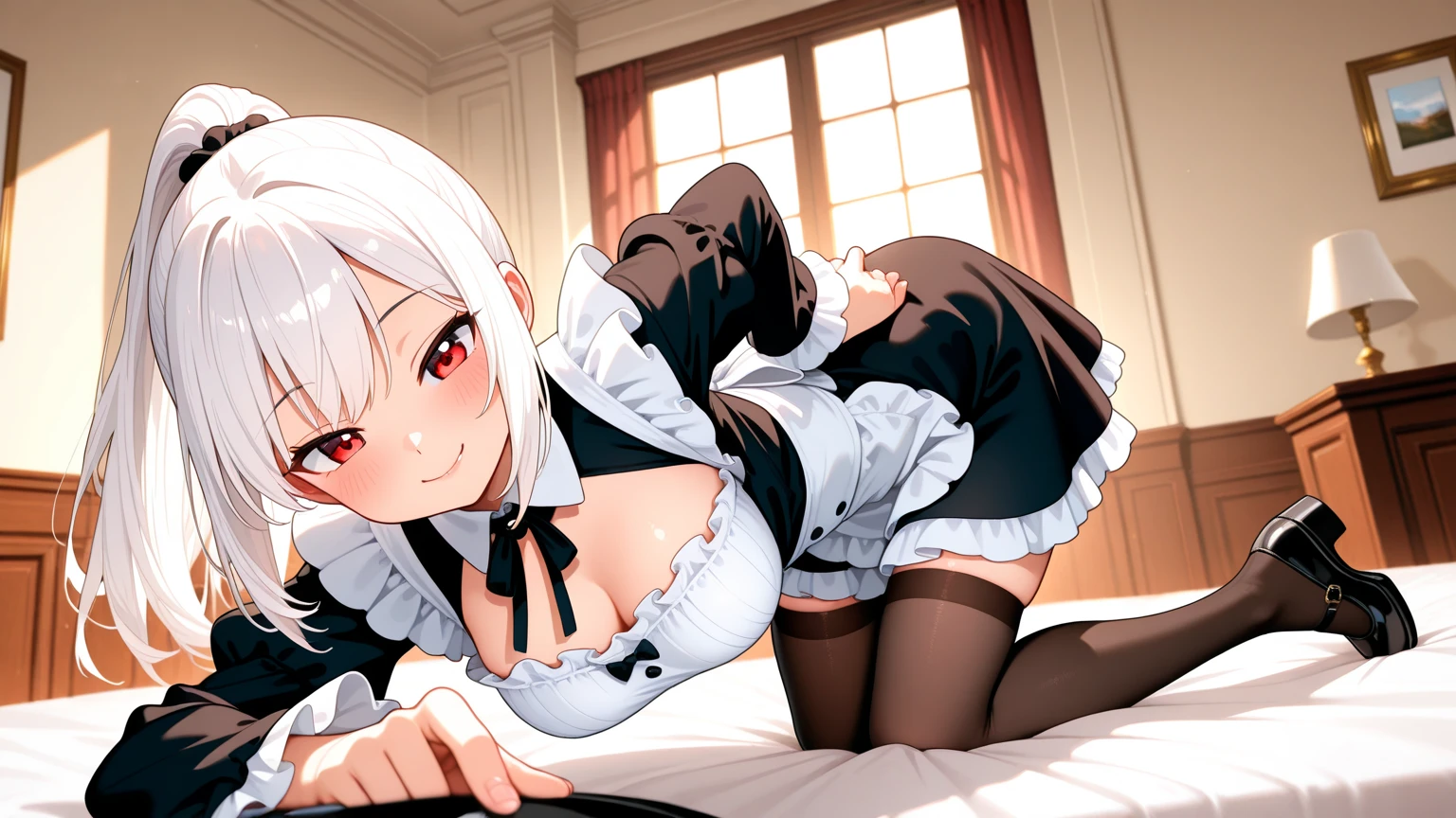 Close-up of a person in costume on a bed, 2 b from nier automata, 2b from nier automata, 2b Deny automata, 2b, 2 b, Neil 2 B, nier inspired, nier : automata inspired, nier:automata inspired, Anime girl cosplay, the anime girl is crouching, nier autoamata