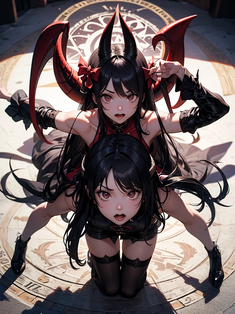 ,disaster々new devil horns,(Highest quality,4K,High resolution,masterpiece:1.2),Very detailed,Realistic:1.37,Spooky altar background,Dark fantasy,Red color scheme,Ominous atmosphere,Eye-catching,Storytelling,anatomy,Anime Style,Concept Art,beautiful細部までこだわった顔と (((Red eyes ))),A terrifying ritual ,Satanic Ritual,Premature death,inappropriate behavior,クレイジーなsmile,Scythe Face,Girl Monster, beautiful, Delicate facial features, Sharp Eye, Sharp Fangs, 青白い Skin, Thick chain, Dark Background, Cinema Lighting, Dramatic Shadows, Gothic style, Gloomy atmosphere, Dark fantasy, One Girl, , Please open your mouth wide, Open your mouth and baring your teeth,Sharp teeth like a beast, Wide lips, very wide mouth, Vermilion cheeks, ,(Blood splatter:1.4),Scary smile, smile,Fallen angel design, TwiSted smile、Bloody、bleeding from the head,,,,,、Blood splatter、,(Blood splatter:1.4),Crossbones, skull,Horror Style, ((Fantasy Fallen Angel Costume)), ((Flowing black hair)), ,(Blood splatter:1.4),Female curves, Sexy flat stomach, Perfect hands, Perfect anime face, ((白いロリータdress)), Are standing, ((邪悪なsmile)), ,(Blood splatter:1.4), Steam circulates, Moonlight Illumination, night lighting, disaster々新new devil horns,,(Blood splatter:1.6),アニメFallen angel design, TwiSted smile、Bloody、bleeding from the head,,,,,、Blood splatter、,(Blood splatter:1.4),Crossbones, skull,Gothic architecture、Western architecture、Fantasy World、,Victorian cities, Skeleton Gas Light,Absurd, High resolution、 ((Tabletop)), ((Highest quality)), (Very detailedな), ((Very detailed)), (beautiful), ((pretty girl)), (NFSW:1.8), alone,(10 years old:1.6)、(world'最も恐ろしく不Laughter ,Aerial view,aerial photograph,Full body image,The whole body is projected,Realistic, Realistic, (masterpiece,Highest quality:1.4),(8k,RAW Photos,Realistic:1.2),Not safe at work, Detailed skin,Detailed face,One Girl,Princess,Alice in Wonderland,Cute Face, Super ReSolution,Retro realistic detailed illustration,,{{{Elaborate,complicated,wonderful,delicately,Extraordinary,Prudent,point,Unbelievably,Obsessed,craftsman'S,subtle,Celebrities,Skillful,Vibrant, Vivid, complicatedな}}}, Sharply focuSed edgeS, fresh natural gradation, Highest quality, wonderful品質, とてもbeautiful, Absurd, Pub SadneSS, ((yellow, situation, Frillsの, yellow layered, mini skirt,Overskirt)), ((白いFrillsエプロン)),((Shiny Wavy Hair)), Crown, Ankle boots, Under the skirt, dress, (((Jumping))), Please stretch your legs and rest., (Frillsの Shirt), ゴシックdress, hair band, Short Sleeve, Bow hair, Happy, ;p, Medium Bob, (blonde), ((Wavy Hair)), Shimmering eyeS, blue eyes, ((yellow hair band)),(((White Frillsの PantieS))), (((Skirt flip))), Laughter, blush, dress, Alice (Alice in Wonderland), (Cape), White Frillsの legwear, ((yellow the Bow)), Puff sleeves, prohibit, Short Sleeve, ((yellow bow ribbon)), Long Hair, (White Frillsの apron), (((tiara))), (((Holding a cute magic wand))). White Frillsの legwear, Frills, yellow ゴシックdress,: q, ((Heart Necklace)), ((ring)), masterpiece, Highest quality, Not safe at work, , , 14, Braided bangs, Arm Garters, Baby Face ,Shining Eyes, Flat Chest, It has been,It has beenii,pastel colour,(Wonderland Garden:1.3),imagine, ((Soap bubble)), Heart Background, (watercolor),Crumpled tissue paper, A small piece of tissue paper that fell to the ground, Excessive sweating on the face,Dripping sweat,Sit on the bed, Dirty duvet