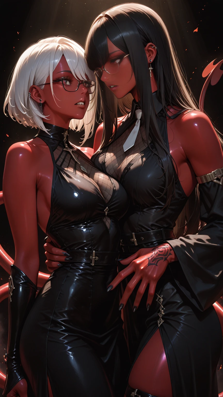 Dynamic shot, dynamic angle, (multiple female characters), female crowd, (((A picture of 2 beautiful succubus dominating sexy nun on a leash))), in nuns crowd, ((demon females and a nun)), (nun, bent over , pinned, chain tied, chained, chain between legs, exposed, scared, obedient, insecure, burning halo, fingering), ( beautiful female demons, dominating, standing above, spanking, power pose), demons, beautiful succubuses, horror, dark, sexy, hardcore domination, domination, bdsm, golden chains,(golden leash), collar, beautiful bodies, slim, highly detailed faces, horns, horny, scared, stockings, (white silk lingerie underwear, white stockings, white gloves), leather tight boots, , closeup, blue light, blue tones, highres, sharp focus
