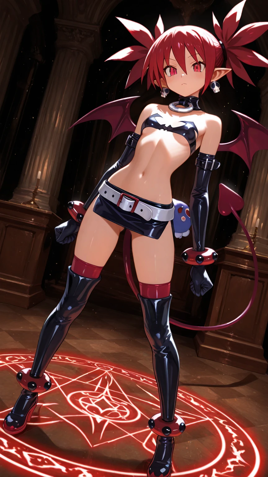 Masterpiece, Superb Body, Full Body, Small Breasts, Eye Level, 1 Maiden, Soft Girl Fashion, Black Mask, Sitting on the Ground, Spreading Your Legs, Looking at the Audience, Blushing, Night, Walls, Street, Crowd, Neon