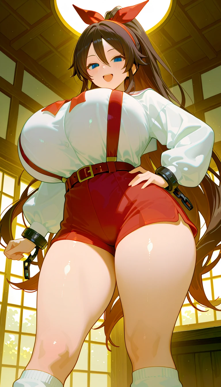 Karin Kanzuki bent over a table